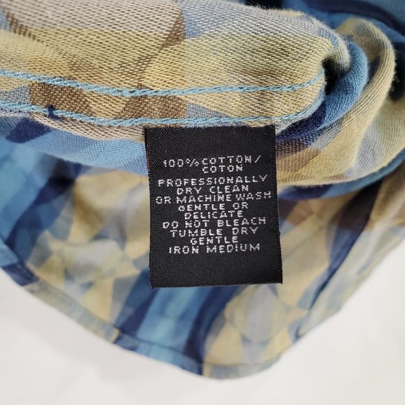Jhane Barnes Shirt Men Medium Blue Geometric Casual Button Down Designer Vintage - Picture 16 of 16